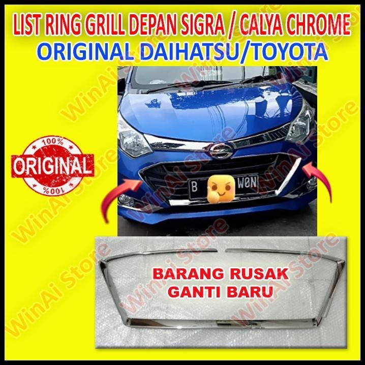 TERMURAH COVER LIS LIST RING GRILL BEMPER DEPAN DAIHATSU SIGRA & TOYOTA CALYA CHROME PART TAHUN 2016