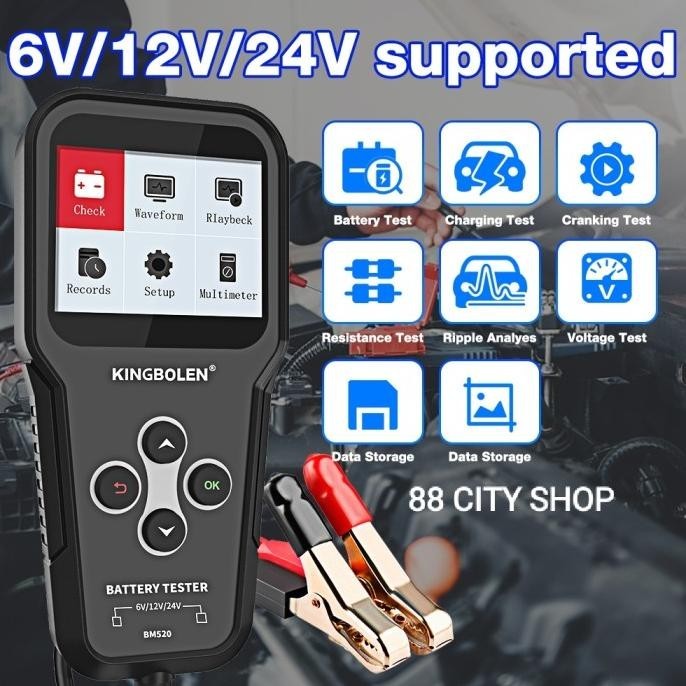 Battery Tester Digital Print Te St Aki Detektor Baterai Multi Language