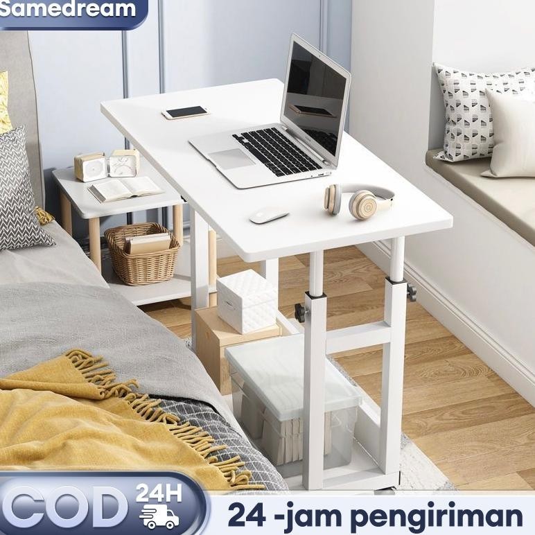 Meja Laptop Lipat Adjustable dengan Roda  Meja Belajar  Meja Laptop Roda