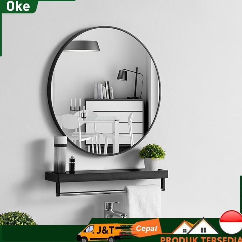 Cermin Bulat Cermin Gantung Dinding Bathroom Mirror Cermin Dinding 60CM