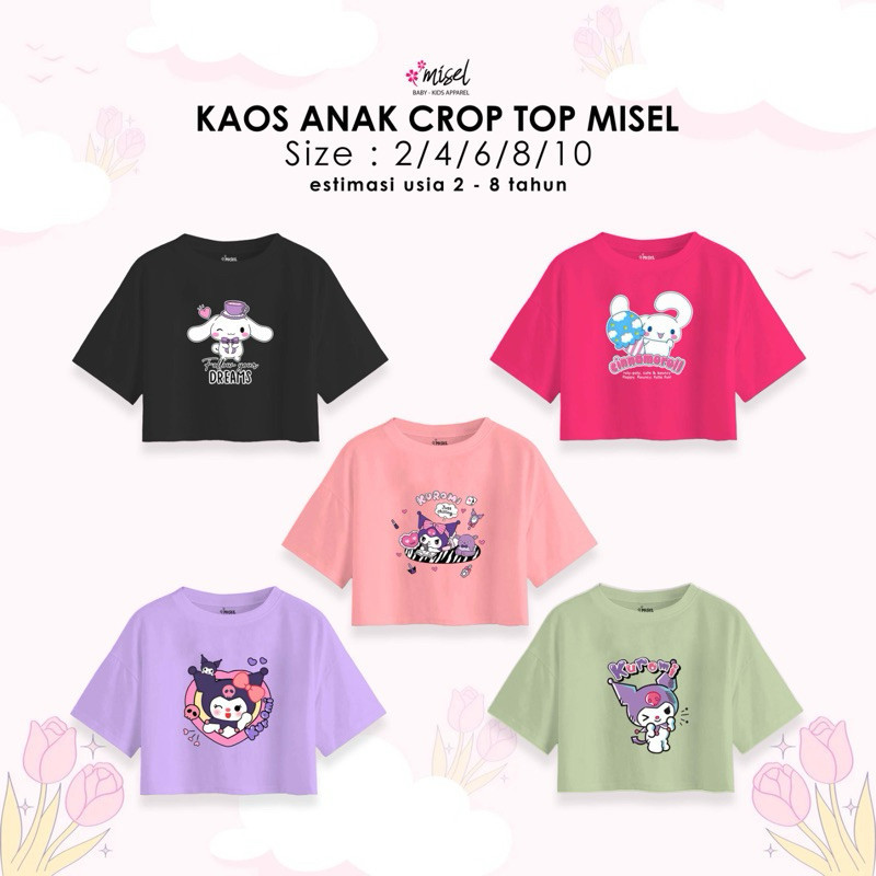 Baju Anak Lucu Kaos Oversize Anak Kuromi Crop Top Viral Usia 1-8 Tahun