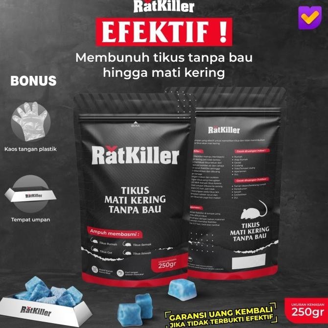RatKiller Racun Pembasmi Tikus Mati Kering Tanpa bau 250 Gram
