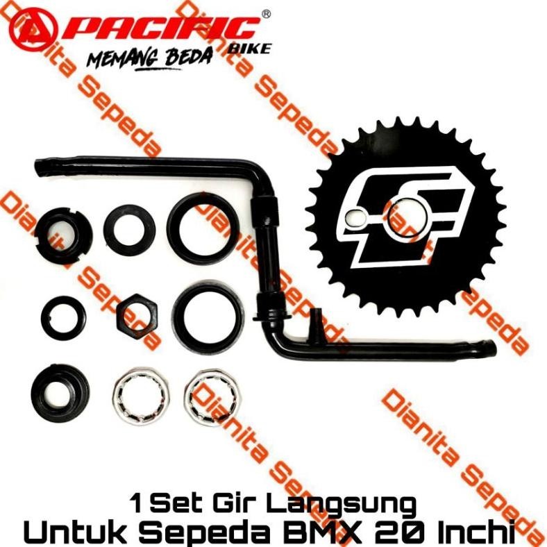 Sale Crank Set Gir Langsung Sepeda Anak Bmx 20 Inchi Crankset Gear Tengah 32 T Kom As Pedal Promo