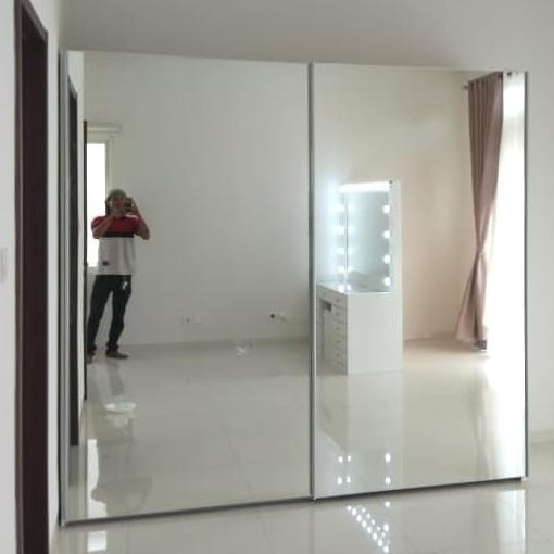 Lemari Pakaian Sliding 2 Pintu Full Cermin/Rel Gantung/Lemari Duco