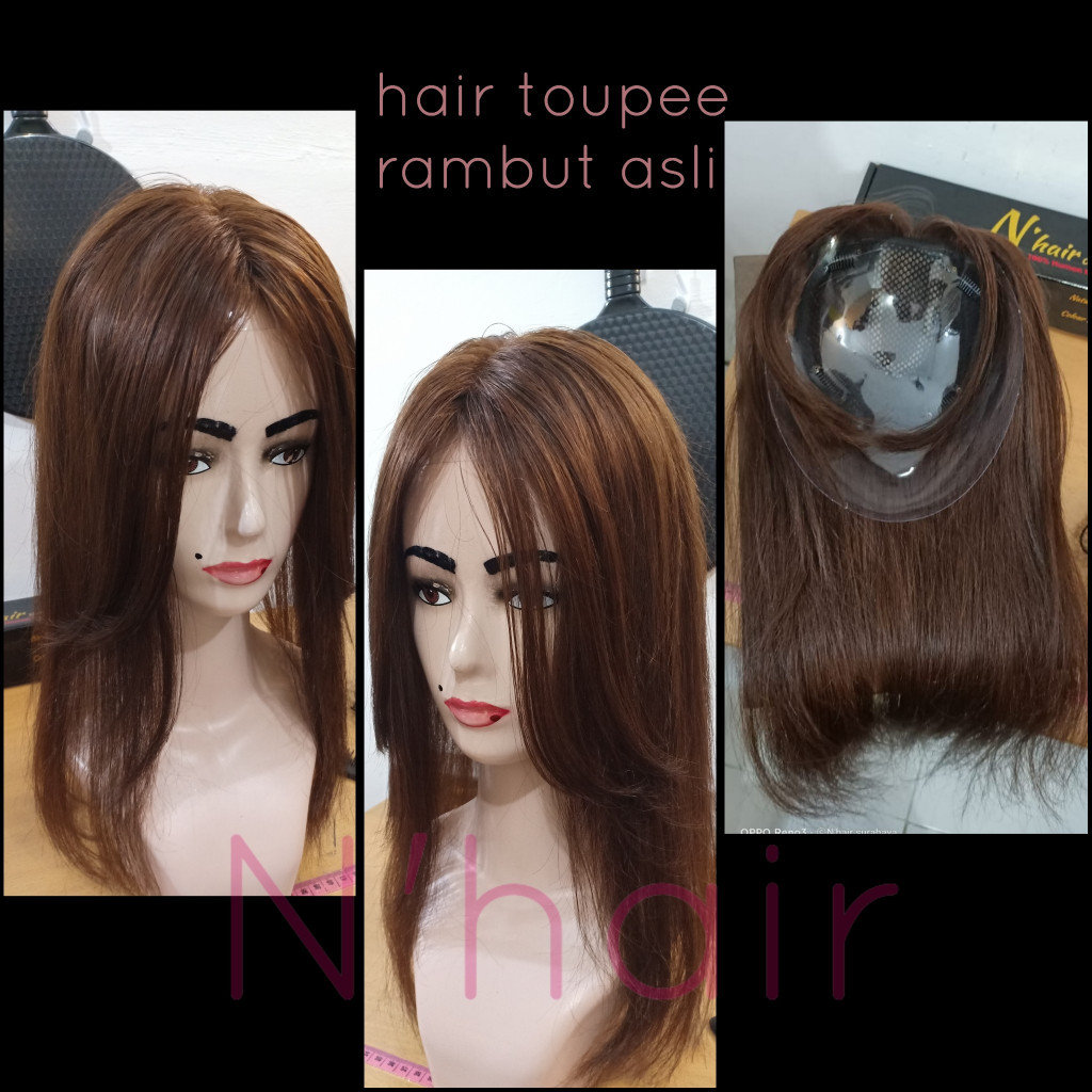 HAIRTOP RAMBUT ASLI SUPER / 100% human hair / Hair Top / Hair Toupee Wanita / Penutup Botak / Hair C