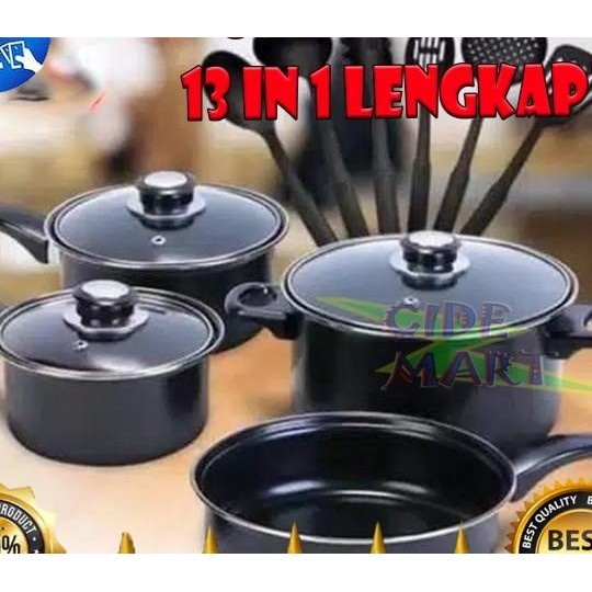 Panci Set 13 Pcs-Cooare Set Ggorengan Tutup Kaca Teflon