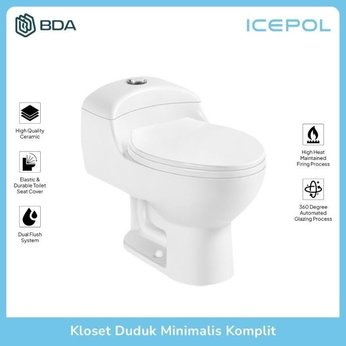 Icepol Kloset Duduk One Piece Murah Elegant Komplit Set IC8025