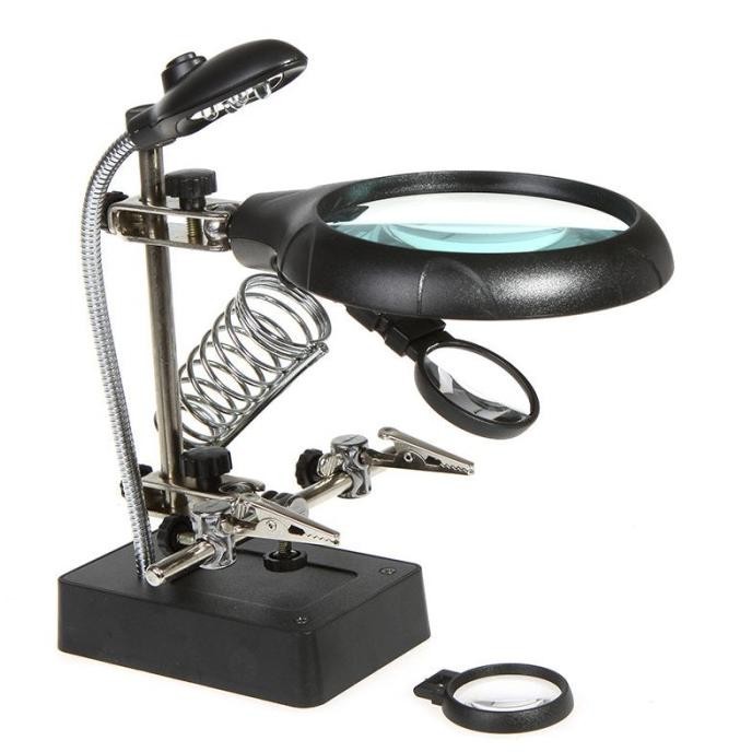 Kaca Pembesar Untuk Service Elektronik Dengan Led & Solder