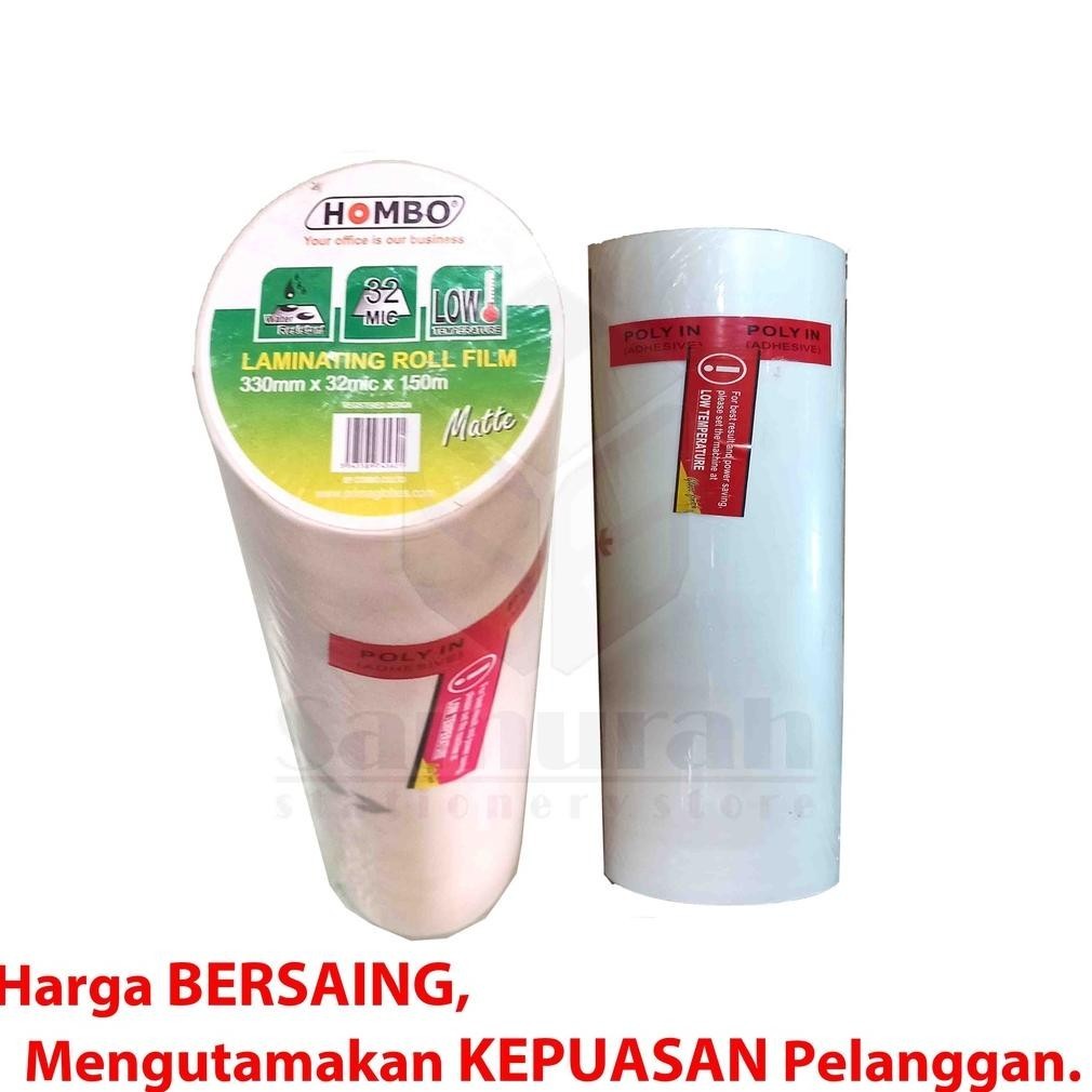 

Super Sale Plastik Laminating Roll Hombo Glossy - Matte / Doff 32 Micron - Isi 100 Lembar 320 Mm Panjang 150 Meter Terlaris