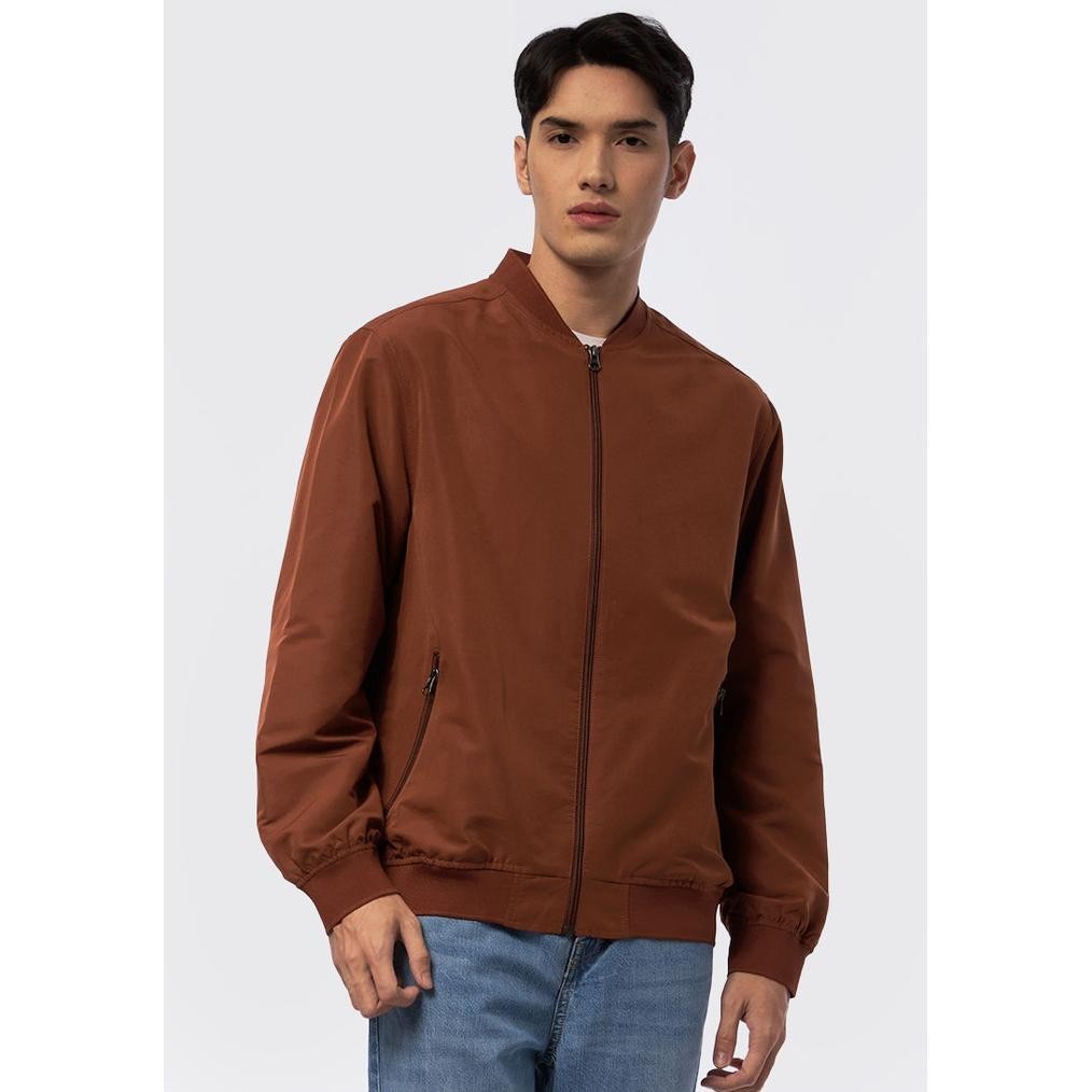 Jaket Pria Keren Slim Fit Bomber Jacket Rusty Brown