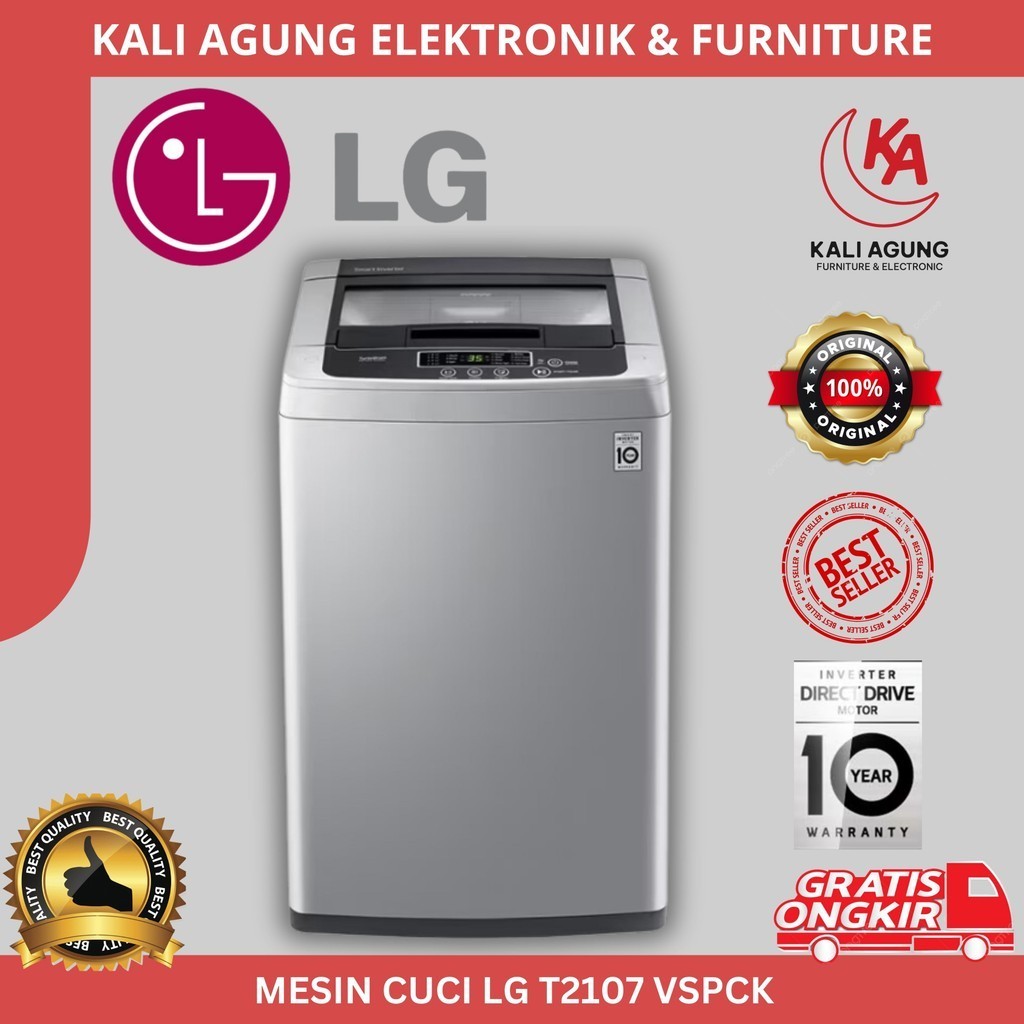 MESIN CUCI LG 1 TABUNG / 7 KG / LG T 2107 VSPCK / FREE ONGKIR SERANG KOTA