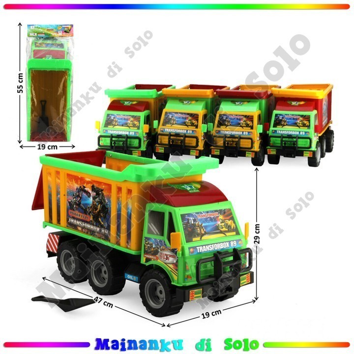 Mainan Kendaraan Truk Box Gambar  49Cm Ori Free Wheel  Transforbox 89 3 Warna Mainan Anak