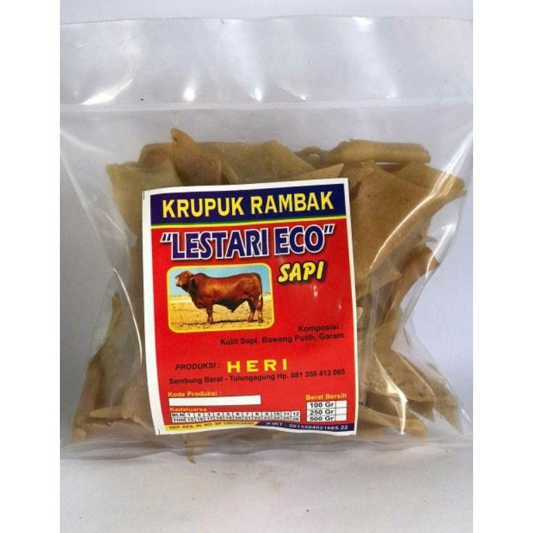 

ghs-55 Kerupuk rambak krecek Sapi Mentah 250 gram Khas Tulungagung Hemat