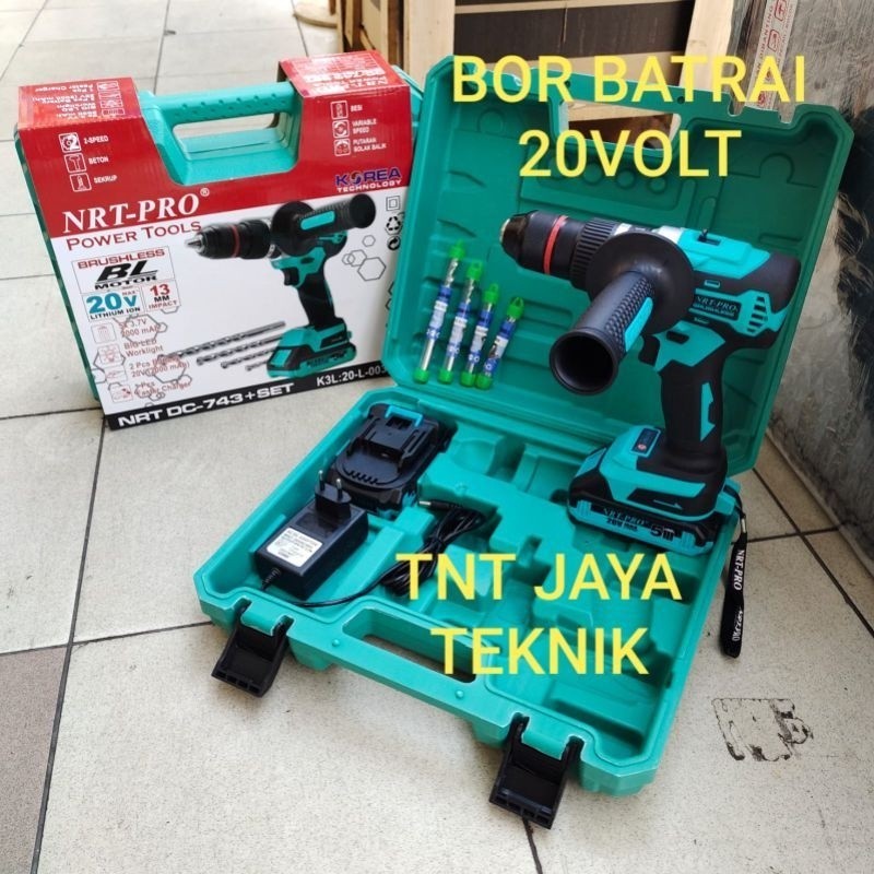 Originial Nrt Pro Dc 743 Bor Brushless Impact Drill Tembok 13 Mm Set / Nrt Pro 743Dc Asli