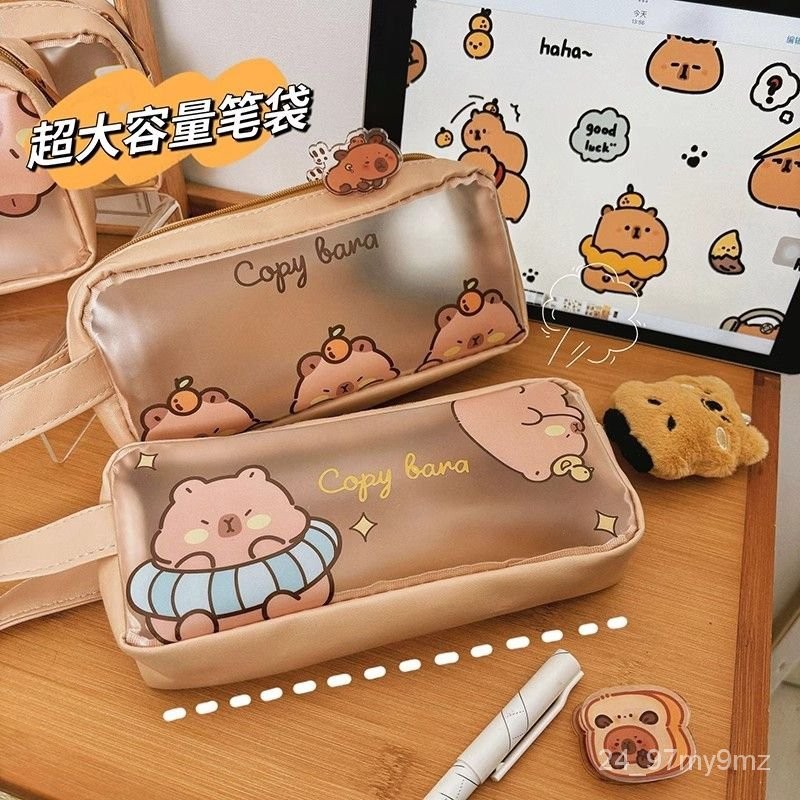 

NewPVCLarge Capacity Pencil Case Capabala Portable Stationery CaseinsCute Men and Women Student Storage Bag ZUBB