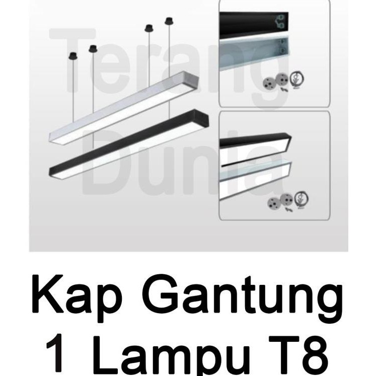 Kap Lampu Tl Gantung Single Kap Balok Neon Led Lampu Gantung Neon Balo