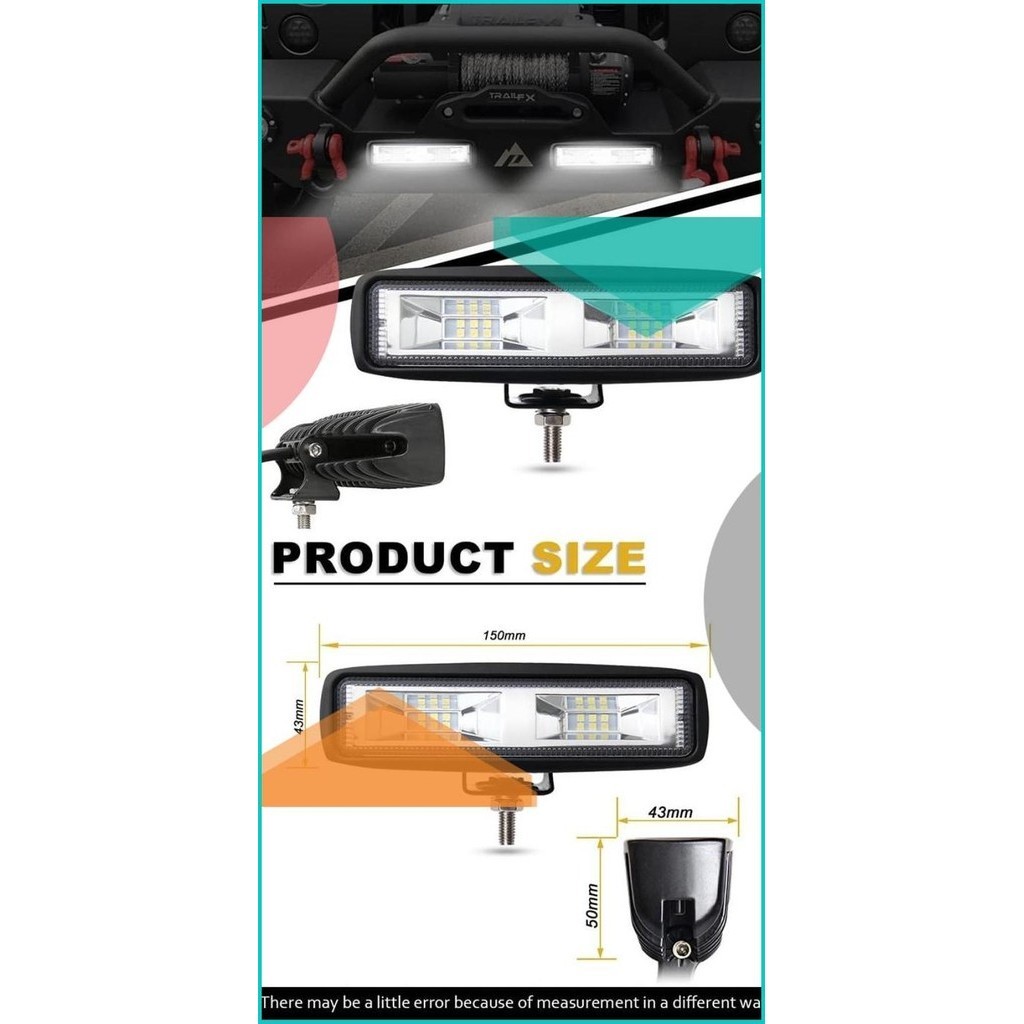 Lampu Foglamp Kabut Offroad Sorot Tembak Mobil Motor 20 LED Worklight