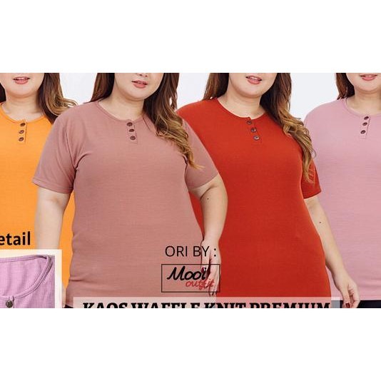 Kaos Waffle Knit Jumbo Polos Terbaru Kekinian Perempuan Wanita Dewasa