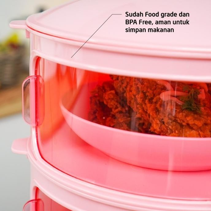 TECHNOPLAST TUDUNG SAJI SET 4 SUSUN PINK | TUDUNG SAJI MODERN HC