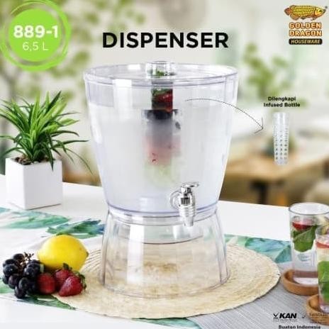 Dispenser +Infused 6,5 Liter / Wadah Minuman Galon Golden Dragon 889-1