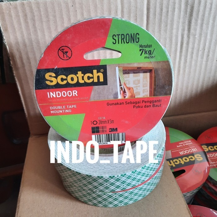 

Double Tape 3M Mounting Scoth Indoor Kuat Beban 7Kg 24Mm X 5Mtr