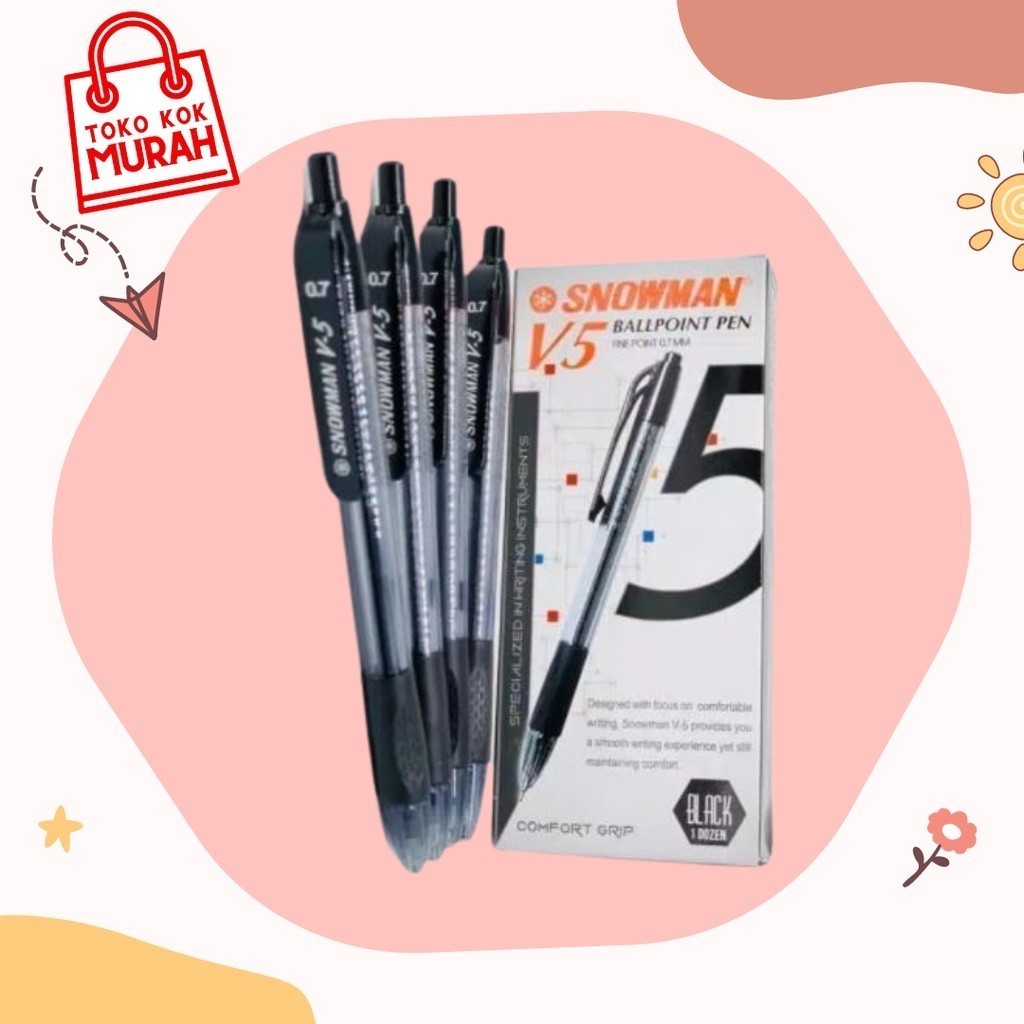 

BALLPOINT SNOWMAN V5 HITAM PER PCS