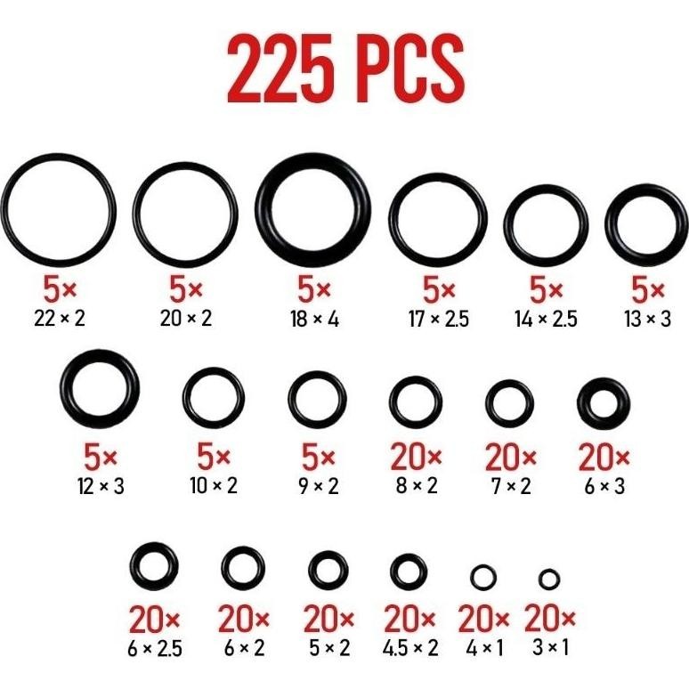 TRE 1 Box Isi 225 PCS Karet Rubber O Ring Seal Tightening 225 Pcs / Karet O Ring Seal pencegah Keboc