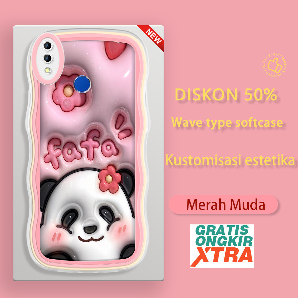 Realme 3 pro C1 C2 C2S A1K 12C Note 7 12 Pro 9s  Casing Ponsel  Pola Giant panda fafa 3D  warna-warn
