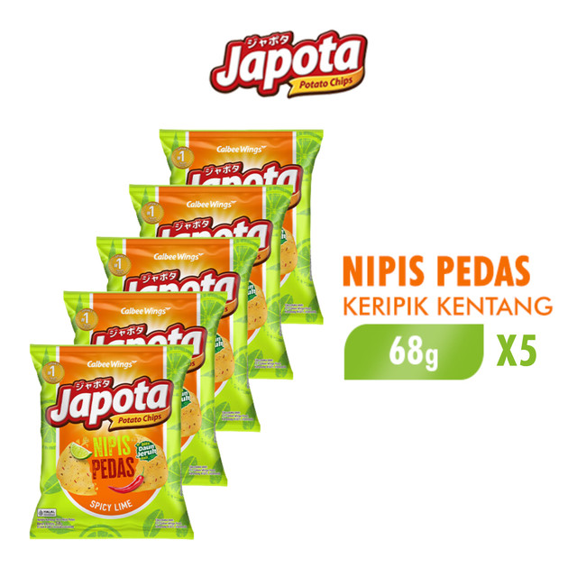 

Japota Keripik Kentang Nipis Pedas 68gr x 5 pcs