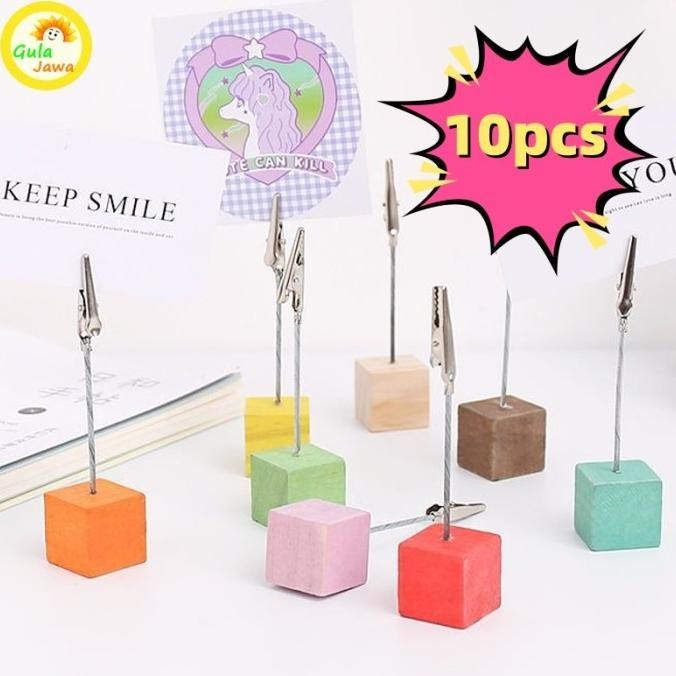 

10pcs Polikromatik Klip Kayu Tatakan Holder Stand Penjepit Foto