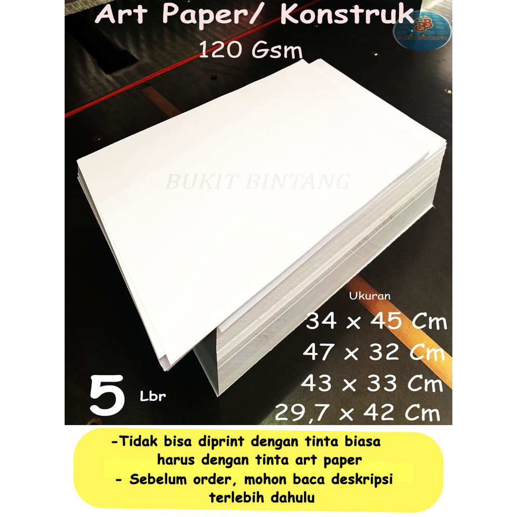 

Art Paper / Konstruk 120 Gsm Ukuran 34 x 45 Cm , 47 x 32 Cm, 43 x 33 Cm , 29,7 x 42Cm