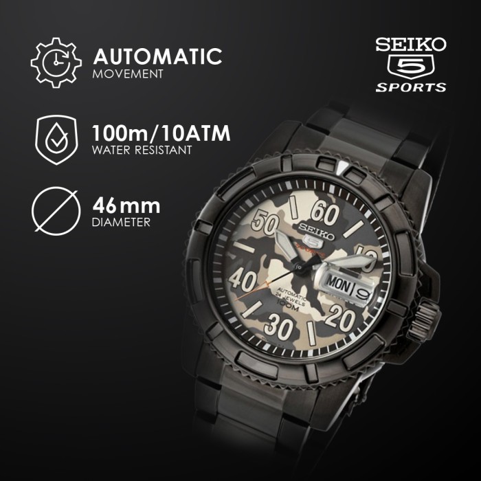 Jam Tangan Pria Seiko 5 Sports Automatic Military Srp225K1 Original