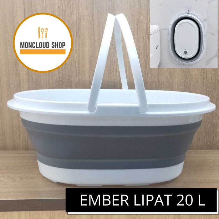 TERJAMIN Ember Lipat 20 L Baskom Lipat Besar Portable Silikon Silicone Laundry