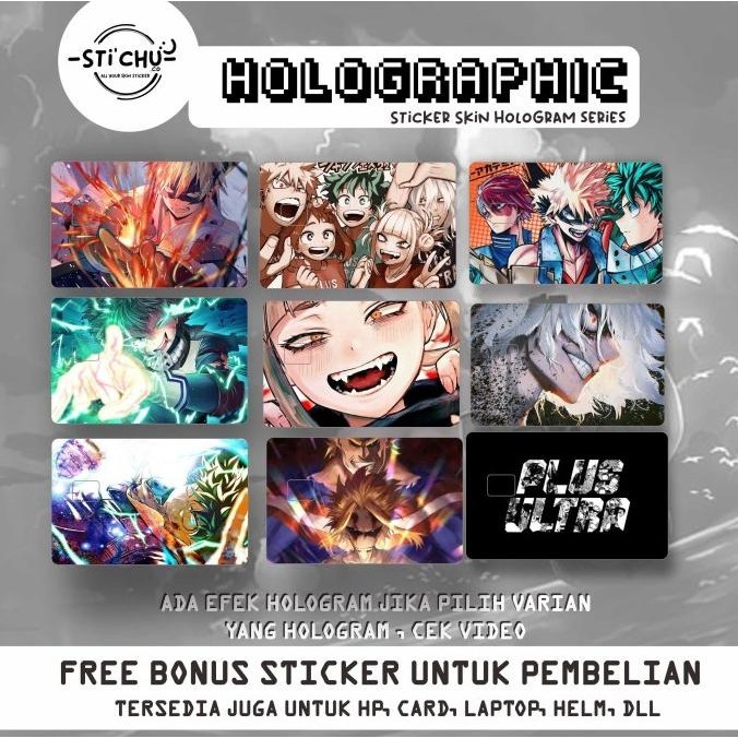 

Sticker Kartu Atm Skin Card HOLOGRAM MY HERO ACADEMIA geto card