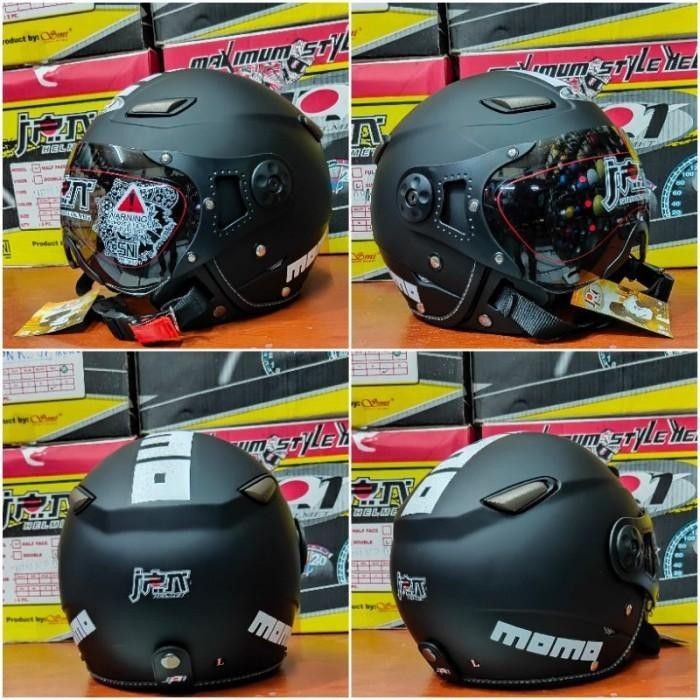 Helm JPN MOMO Pilot (Retro/Bogo/Klasik/Classic/Vespa) hitam dop Original