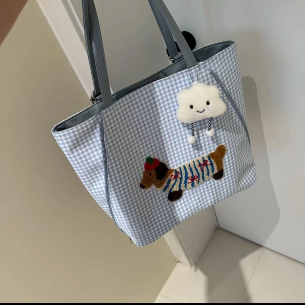 Tas Wanita Serbaguna, Tas Bahu Portabel, Tas Ransel Kotak-kotak