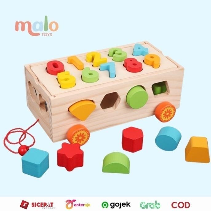 MALOTOYS - Shape Sorter Car Shape Wooden Matching Car Mainan Balok Toy