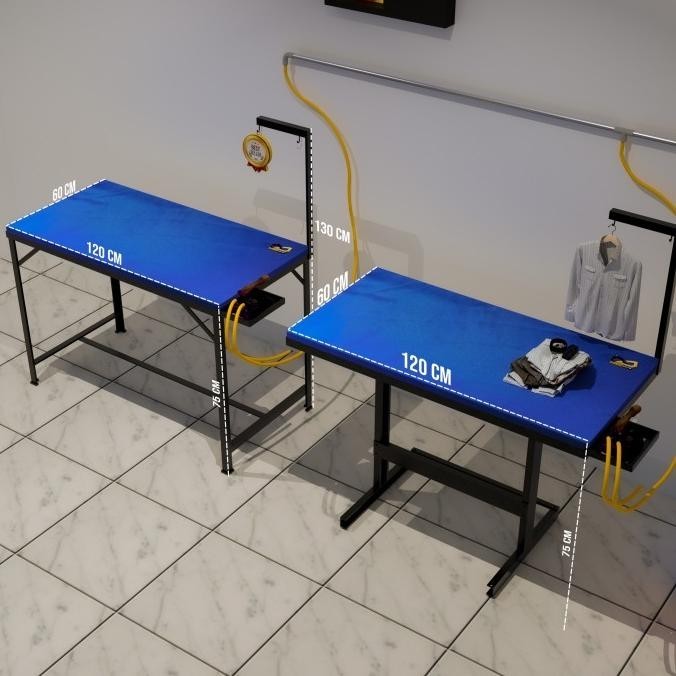 Meja setrika uap laundry Garansi 5 thn lengkap busa rebonded dan alas