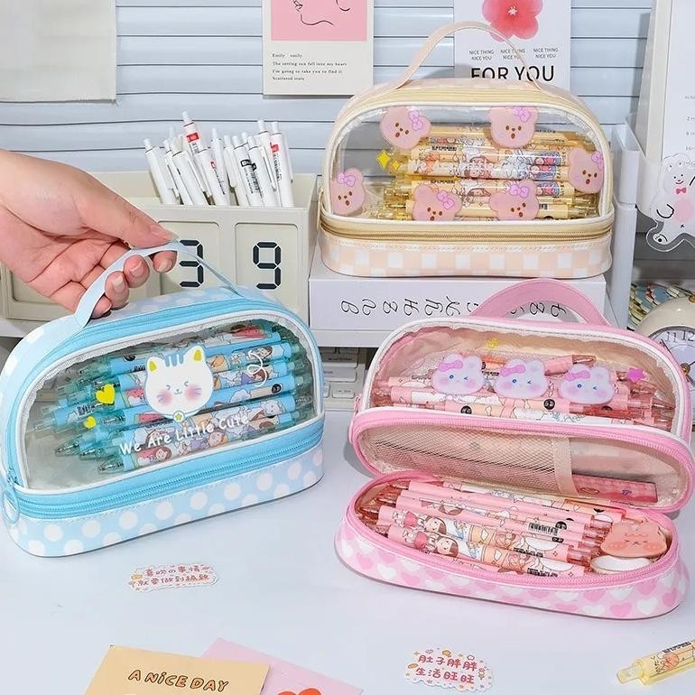 

TERMURAH KJ!! TEMPAT PENSIL ANAK PERLENGKAPAN ALAT TULIS SEKOLAH SOUVENIR ULANG TAHUN PENCIL CASE TRANSPARAN POUCH ZR0679 He-87