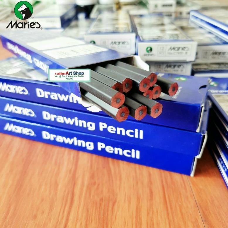 

Big Sale C7401 Pensil Gambar Maries Drawing Pencil Set 12Pcs 2H-12B Garansi