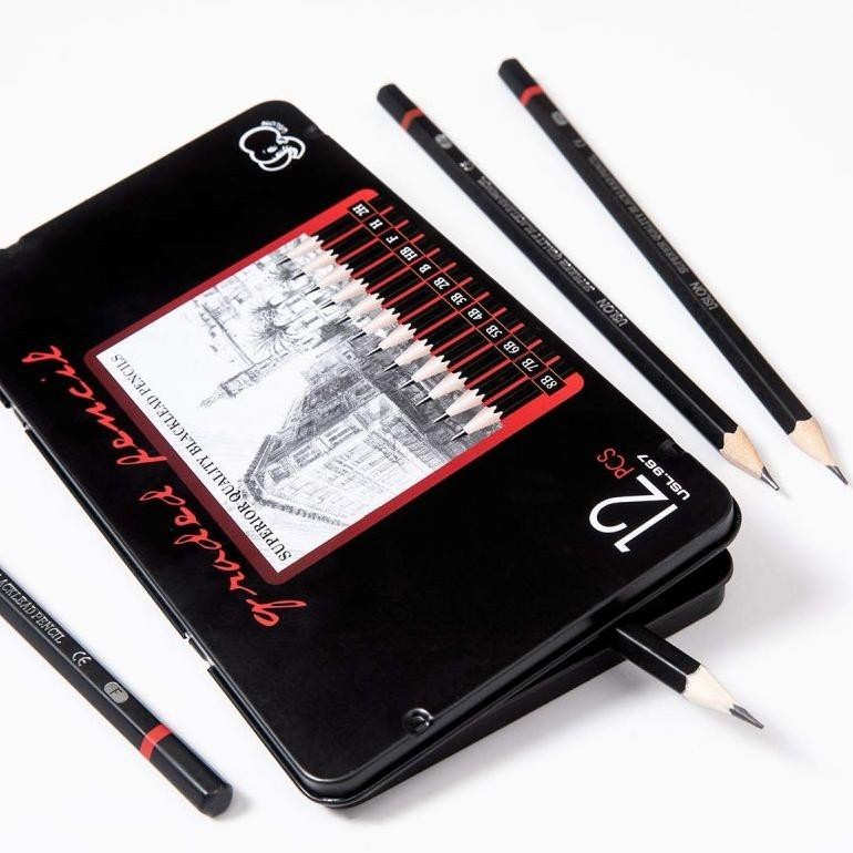 

Diskon 12Pcs Pensil Gambar Sketsa Set Sketching Pencil Set Sketch Drawing Pencil Set Paiting Pencil Kit 2H-8B Garansi