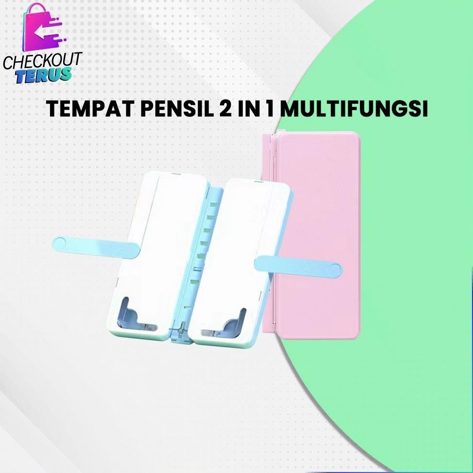 

8.8 Ct A73 Tempat Pensil 2In1 Multifungsi Pencil Case Book Holder Kotak Pensil Lipat Dengan Tatakan Buku Dan Papan Tulis PraktisAnakSekolah Murah