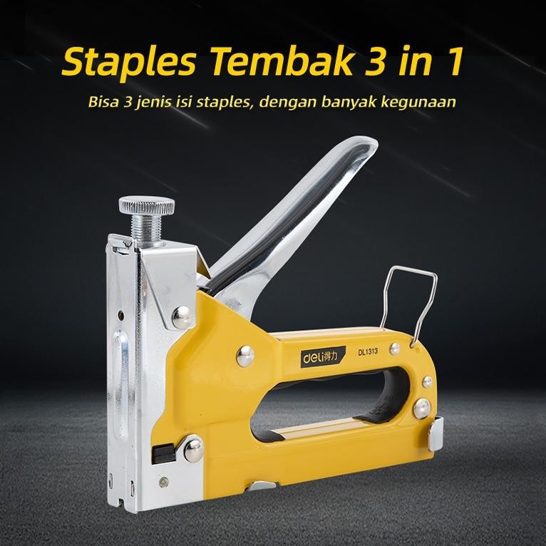 

Promo Deli Staple Gun/Staples Tembak 3 In 1 Chromium Molybdenum Bisa 3 Jenis Staples Edl1313 /Alat Perkakas Murah