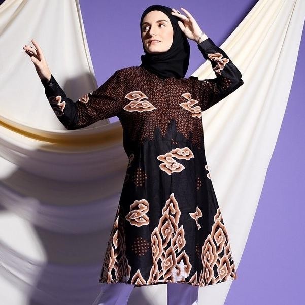 Atasan Wanita Tunik Batik Mega Mendung Rintik HTM