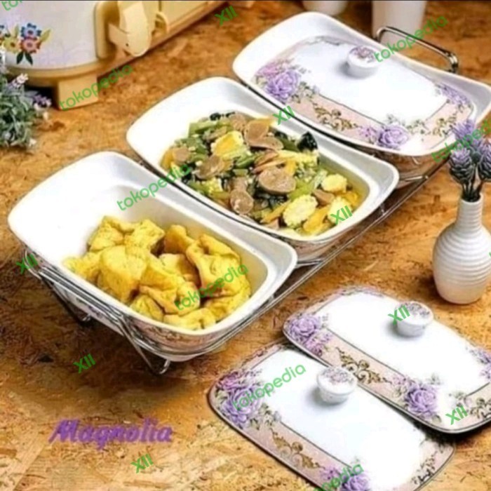 Terbaru Vicenza B~751 Golden Touch Casserole Set 3 Pcs Wadah Saji Prasmanan Promo Terlaris