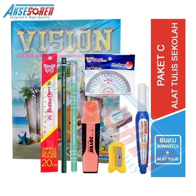 

Viral Paket Alat Tulis Sekolah Anak [ Tk / Sd / Smp / Sma ] / 1 Set Alat Tulis Sekolah / Perlengkapan Alat Tulis Buku 58 Lembar / Buku Tulis 38 Rautan Pensil P-88 Pulpen Jel Jk-100Nt Penghapus Kecil Tipe X Highlighter Joyko Hg-24