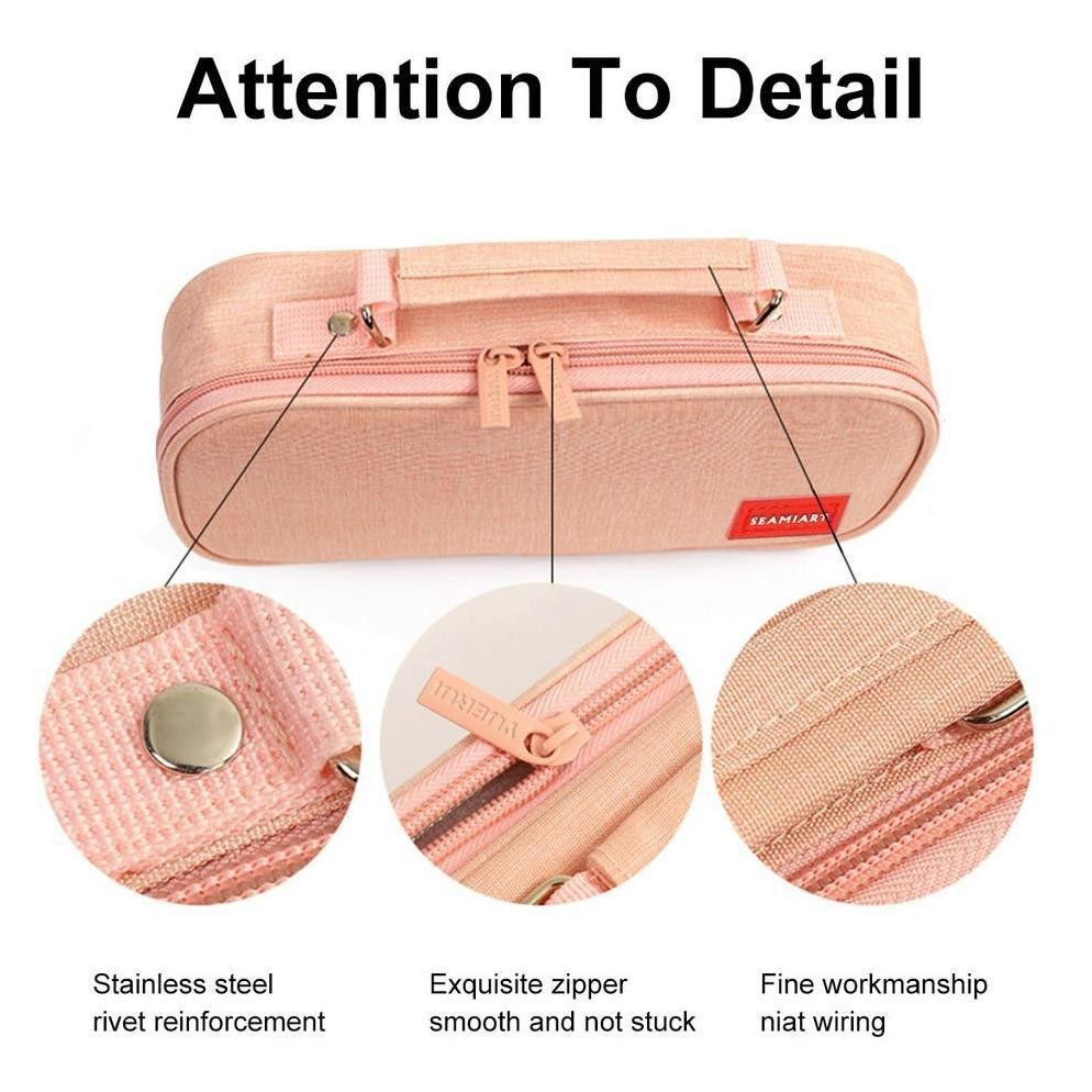 

Premium Seamiart Big Capacity Zipper Pencil Case Multifunction Double Layer Pen Bag Tas Pensil Kantong Pen Uk-75