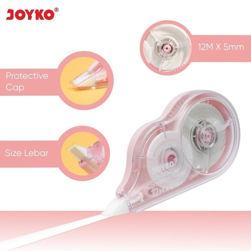 

Ox04 Correction Tape Joyko CT-522PTL Pastel Color Pita Koreksi Original