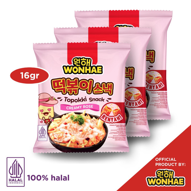 

Wonhae Topokki Snack Creamy Rose 16gr x 3 pcs