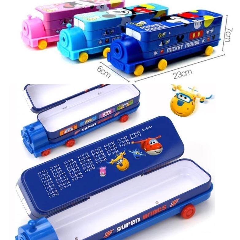 

ORIGINAL disney pencil case train shape two layers kotak pensil bentuk kereta dua tingkat dengan serutan Na-138